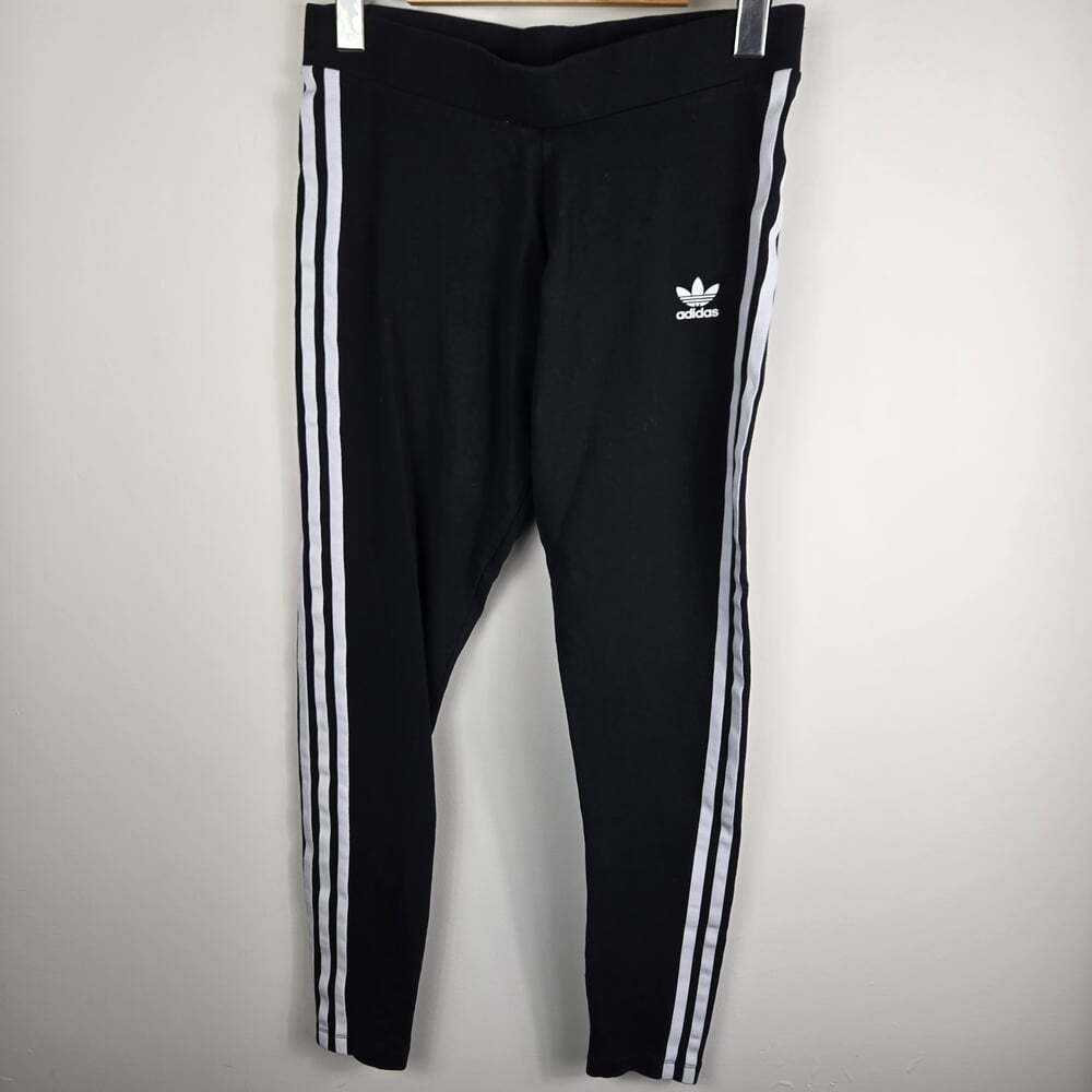 Adidas Kids Black Track Leggings with White 3-Stripes M (14Y)